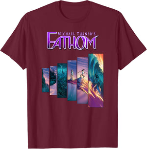 Michael Turner's "Fathom" Aspen Matthews Surf Panels T-Shirt - T-Shirt | Maroon