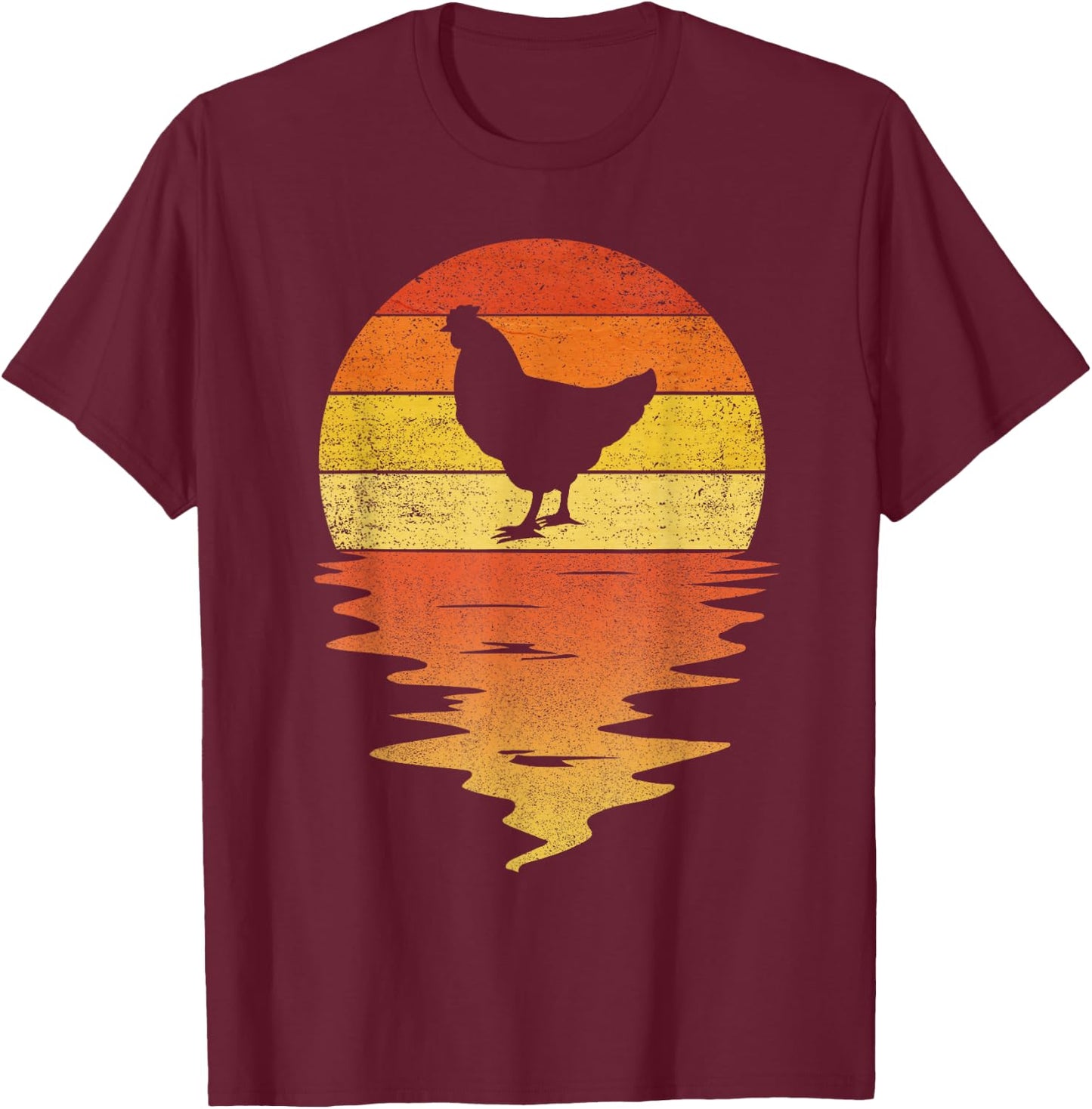 Chicken shirt 70s vintage retro sunset Chicken T-Shirt - T-Shirt | Maroon