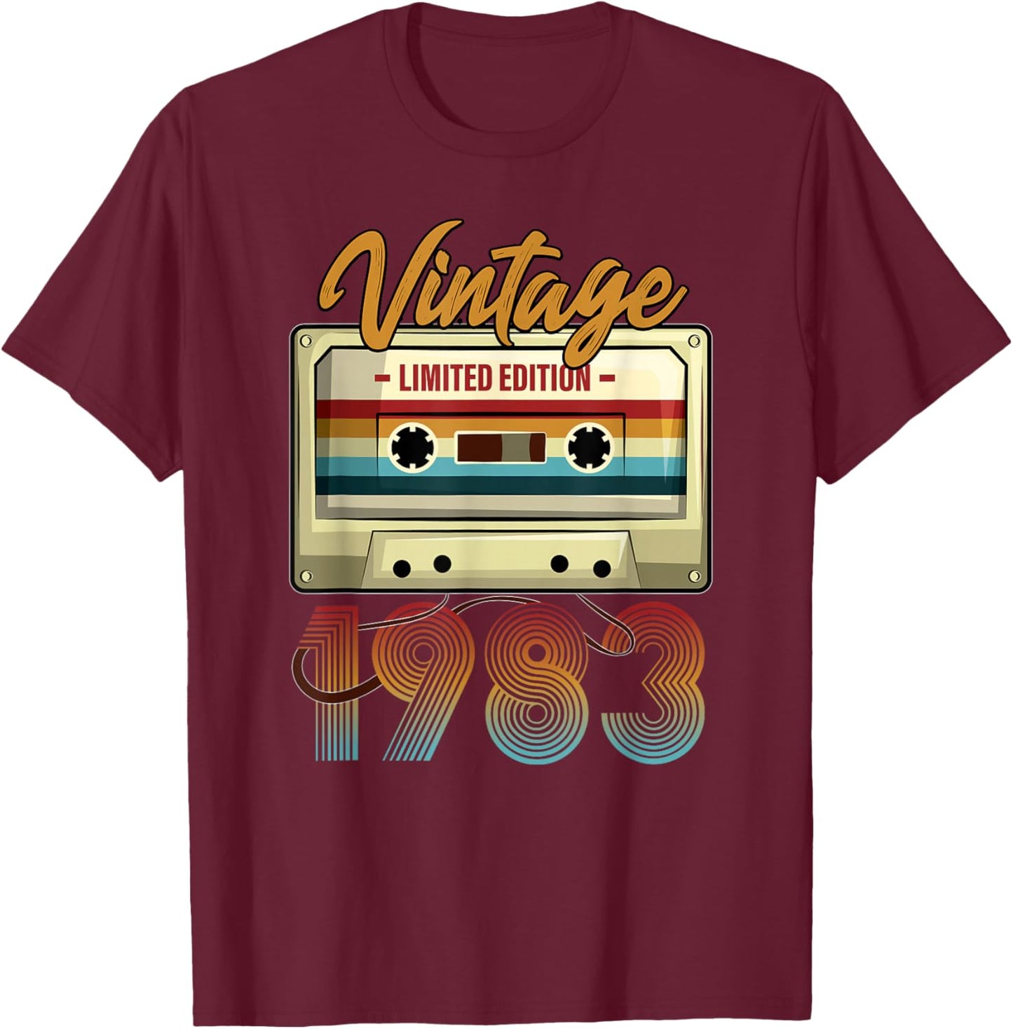 Vintage 1983 42nd birthday cassette tape women B-day T-Shirt - T-Shirt | Maroon
