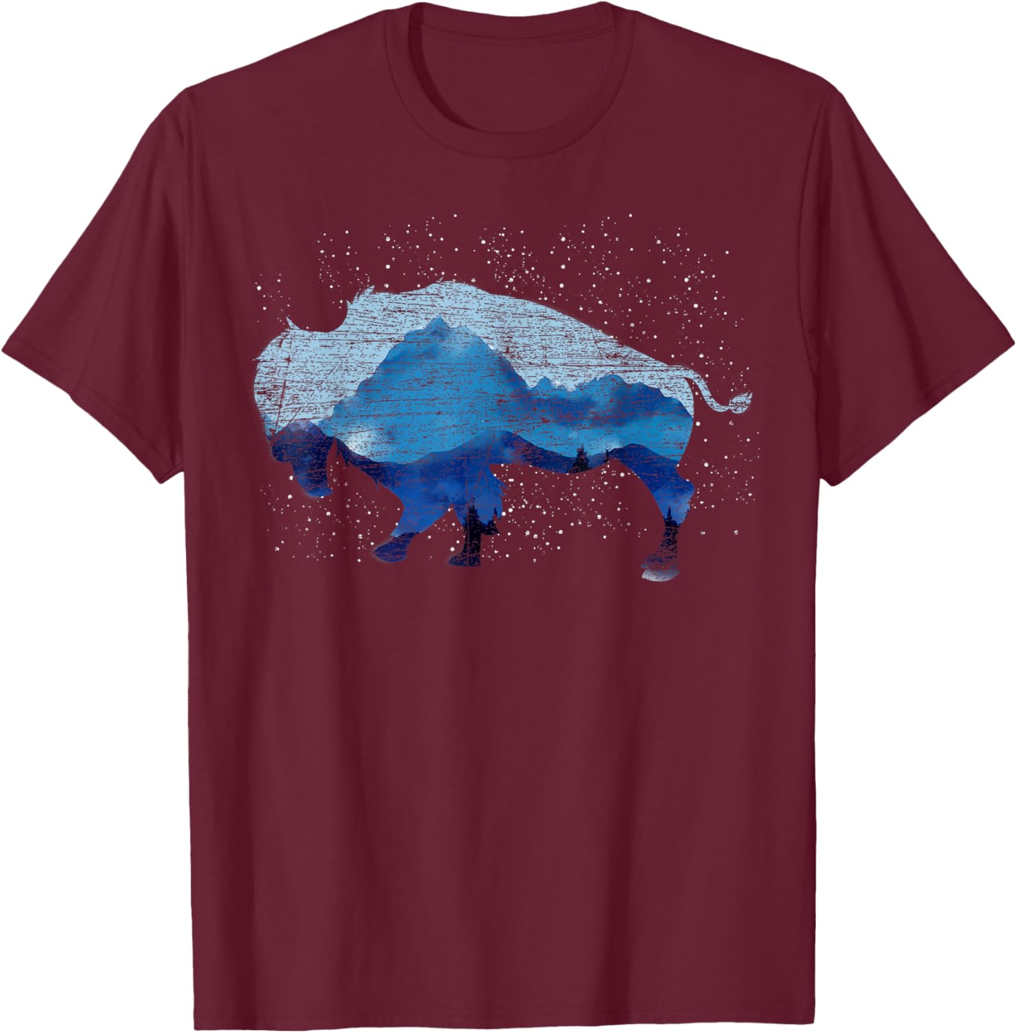 American Bison Nature Mountains Countryside Buffalo T-Shirt - T-Shirt | Maroon