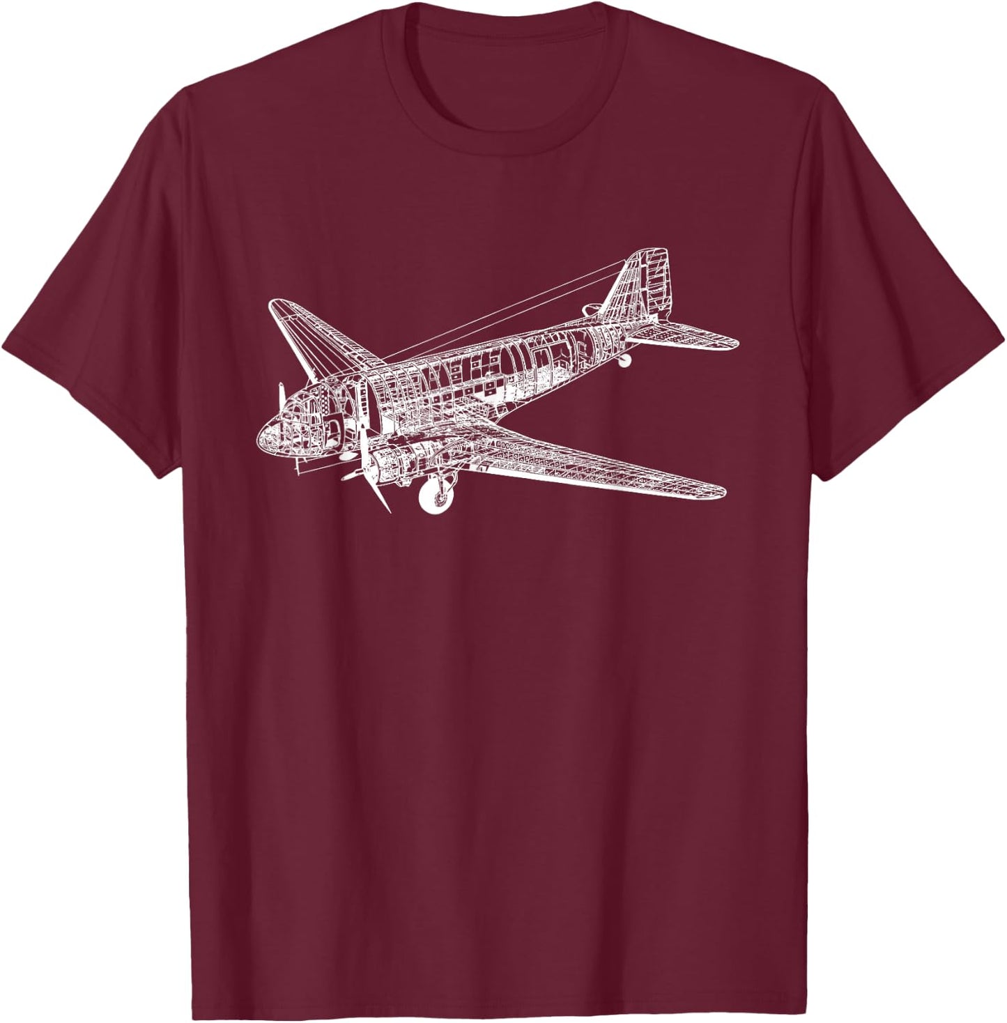 Vintage DC-3 Airplane Douglas DC-3 T-Shirt - T-Shirt | Maroon