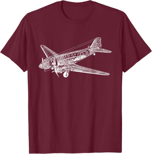 Vintage DC-3 Airplane Douglas DC-3 T-Shirt - T-Shirt | Maroon