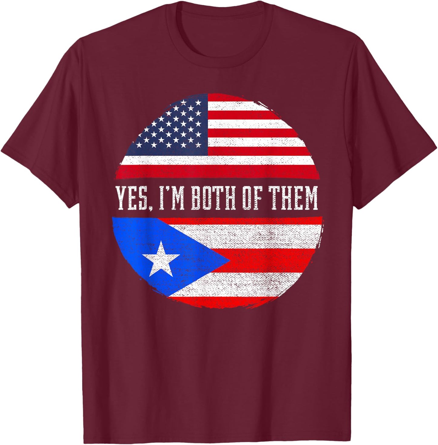 Half American Half Puerto Rican USA Flag Puerto Rico DNA T-Shirt - T-Shirt | Maroon