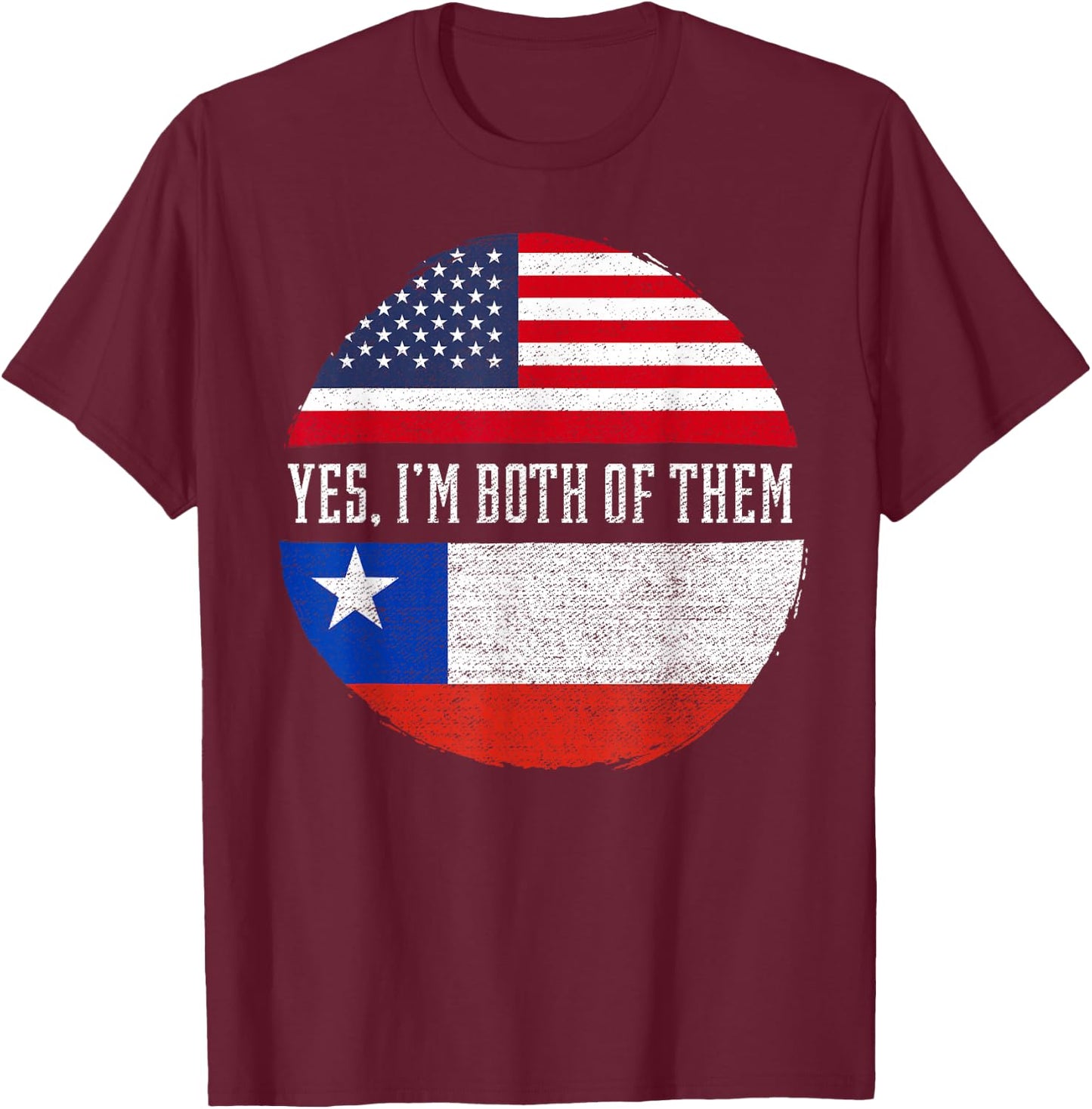 Half American Half Chilean USA Flag Chile Heritage DNA T-Shirt - T-Shirt | Maroon