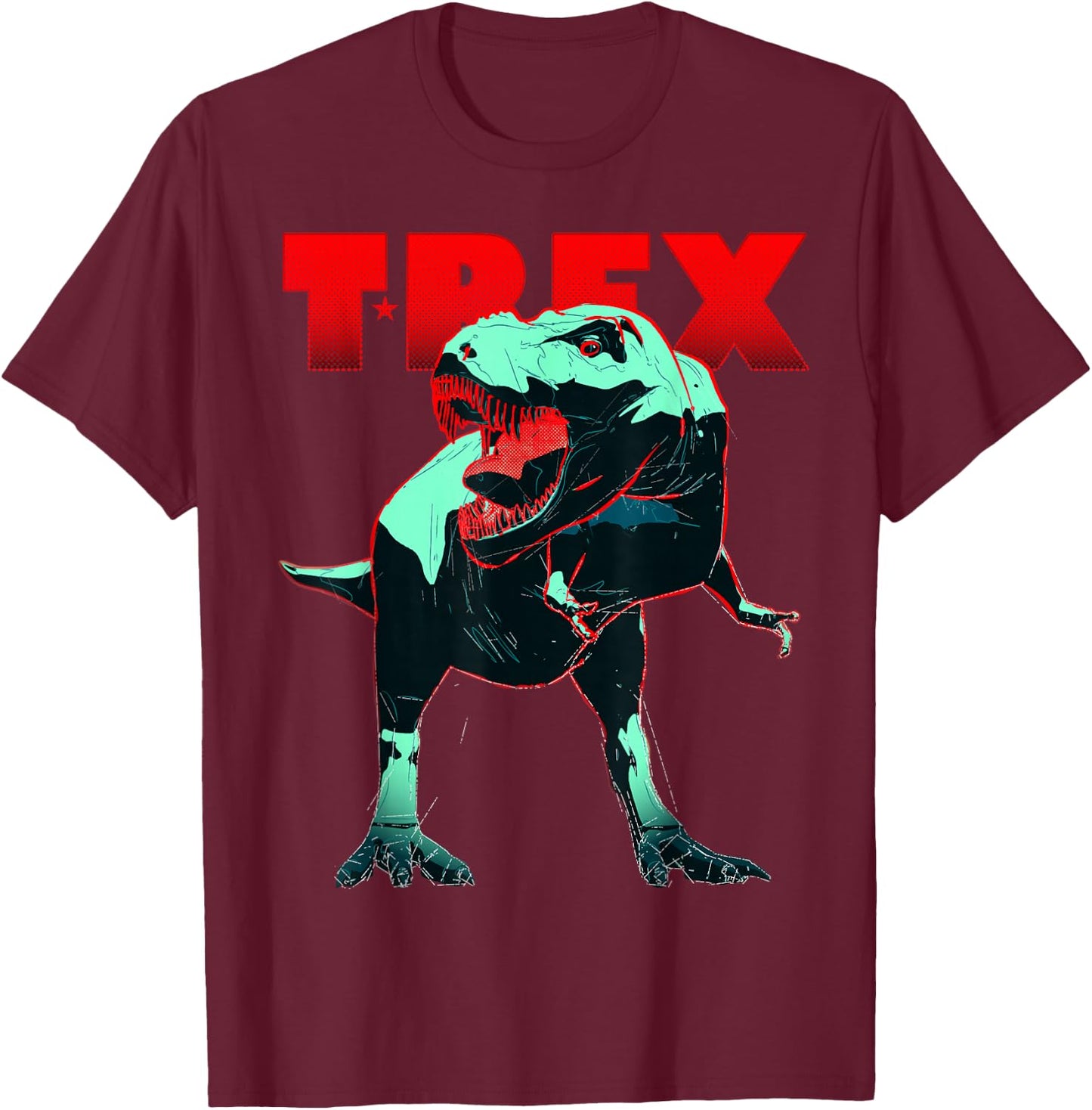 Dinosaur Shirt T Rex Tyrannosaurus Roaring Dino Graphic T-Shirt - T-Shirt | Maroon