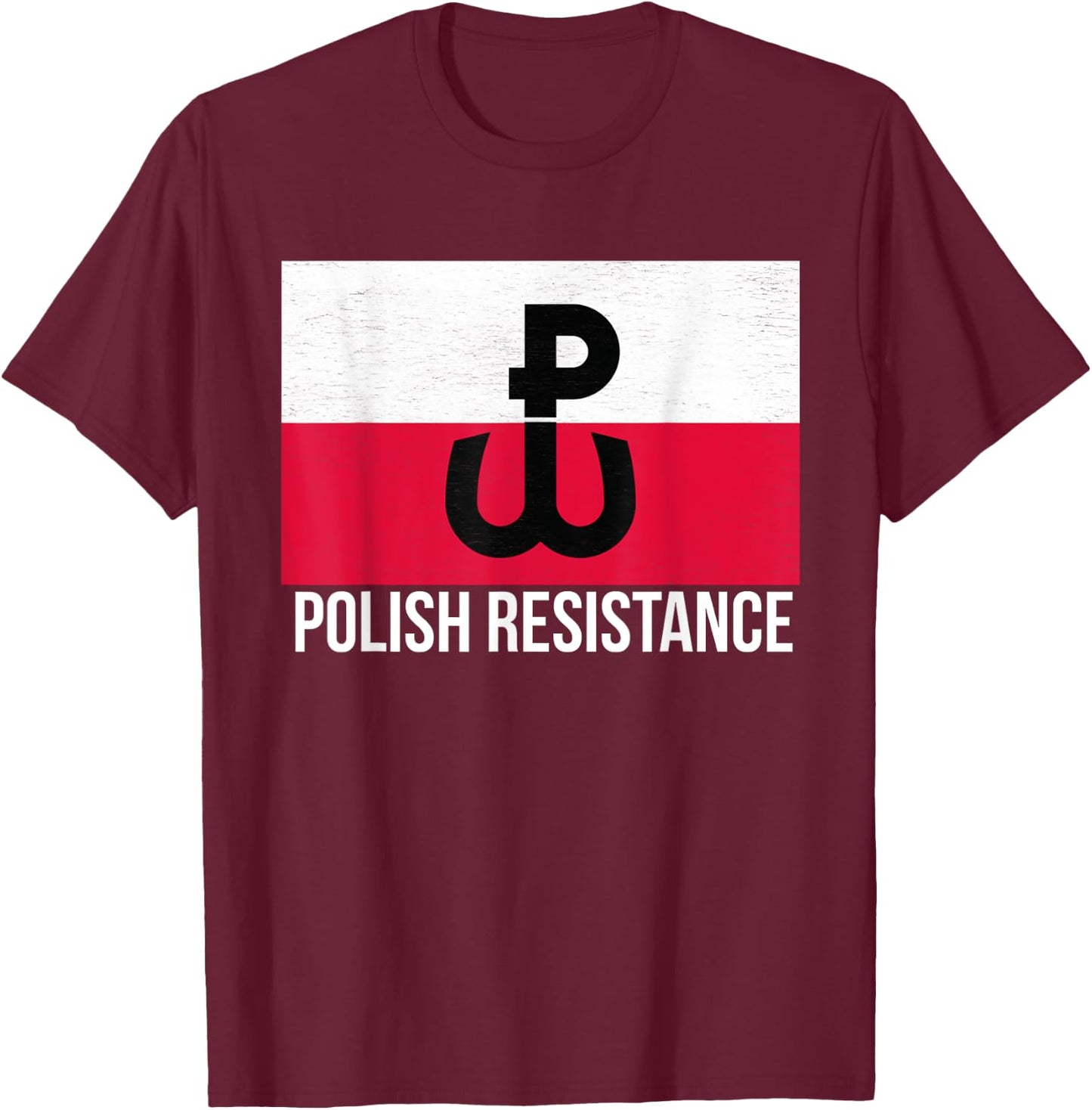 Flag of Poland Polish Resistance T Shirt T-Shirt - T-Shirt | Maroon