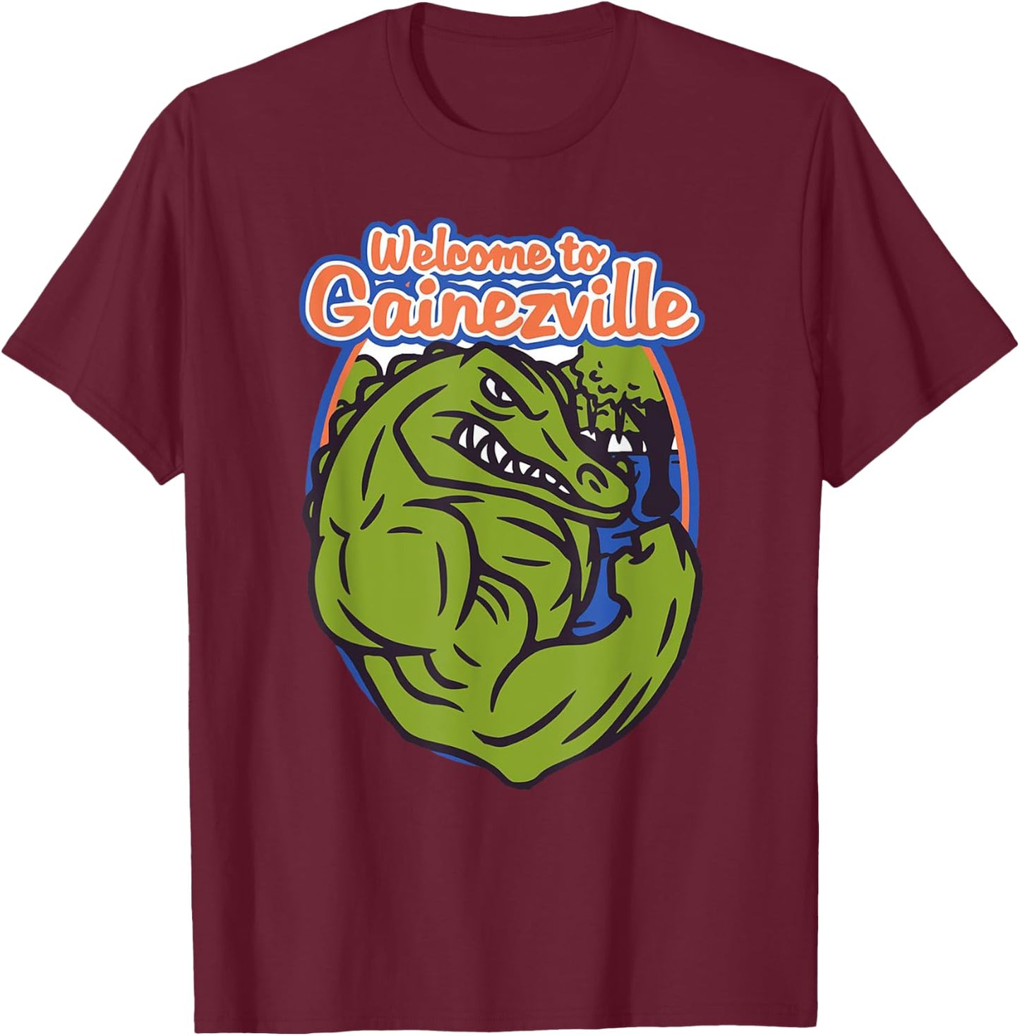 Gainezville Florida Gator flexing muscle T-Shirt - T-Shirt | Maroon