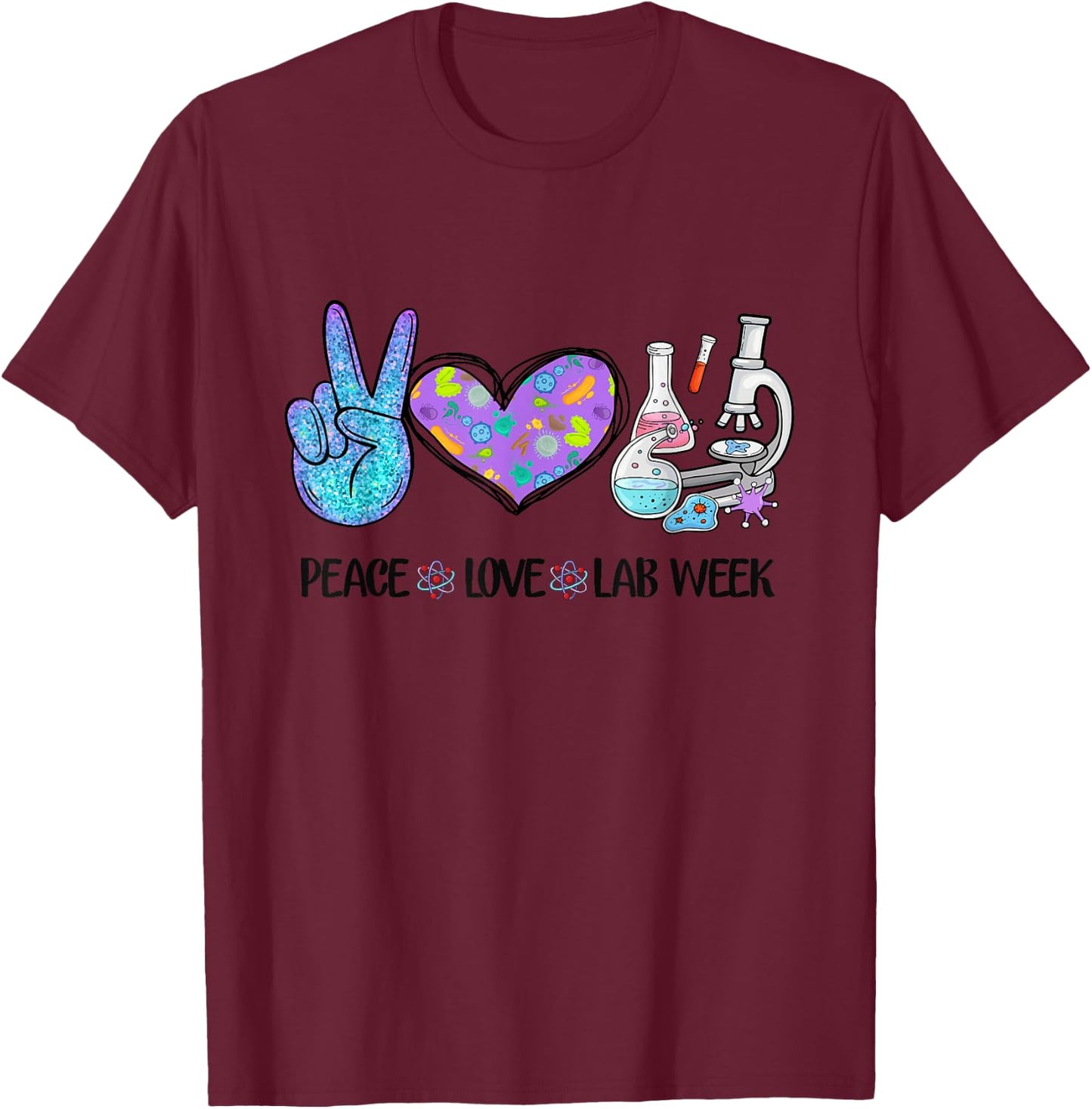 Peach Love Lab Week, Laboratory Tech Technologist T-Shirt - T-Shirt | Maroon