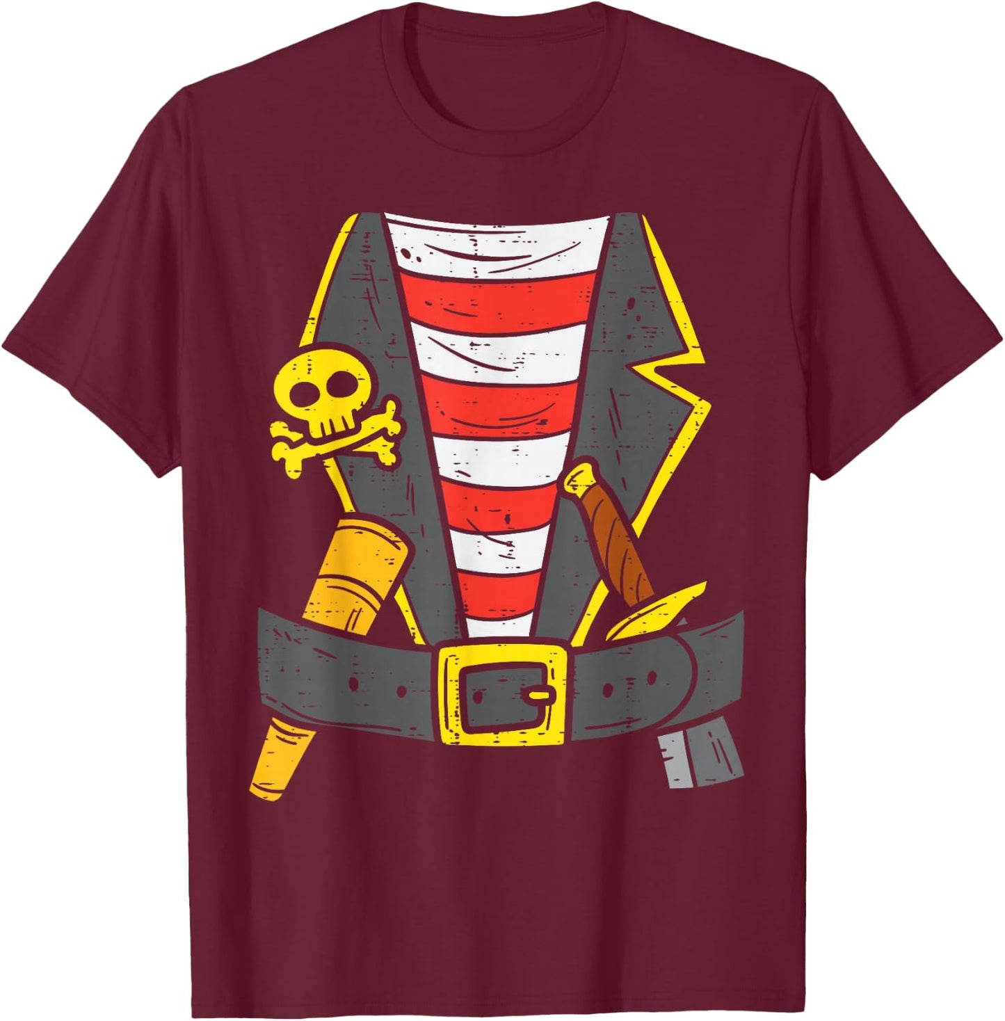 Buccaneer Pirate Carribean Costume Halloween Men Boys Kids T-Shirt - T-Shirt | Maroon