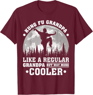 Kung Fu Grandpa Funny Moon Vintage Kung Fu Father's Day T-Shirt - T-Shirt | Maroon