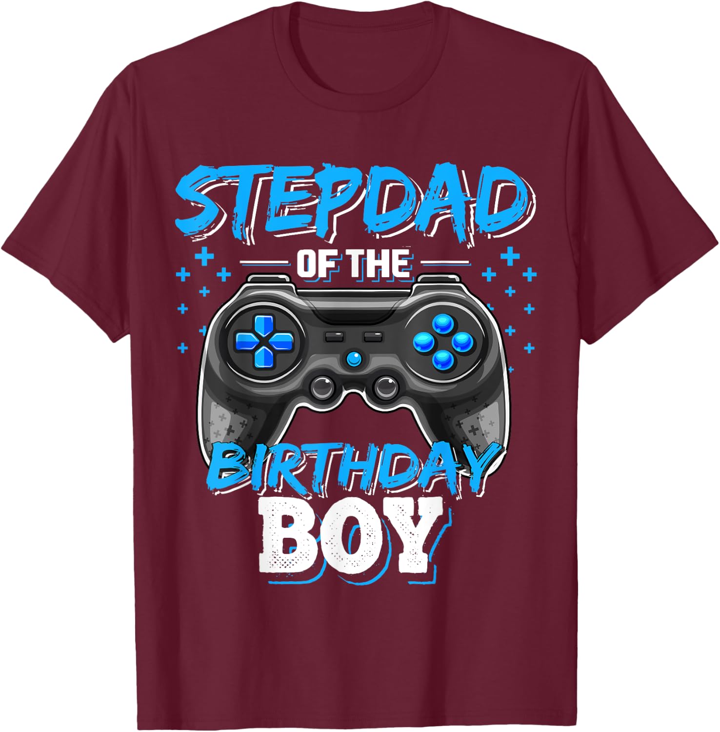 Stepdad of the Birthday Boy Matching Family Video Game Party T-Shirt - T-Shirt | Maroon