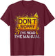 Nuclear Engineer Don't worry I've Read The Manual T-Shirt - T-Shirt | Maroon