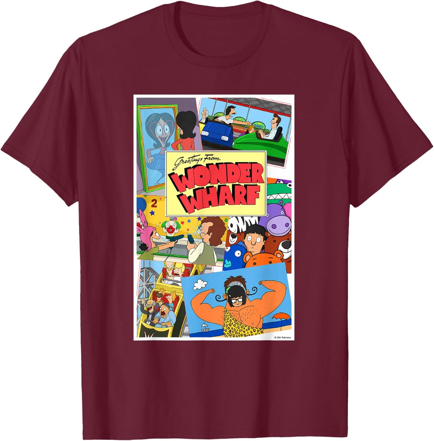 The Bob's Burgers Movie Greetings from Wonder Wharf T-Shirt - T-Shirt | Maroon