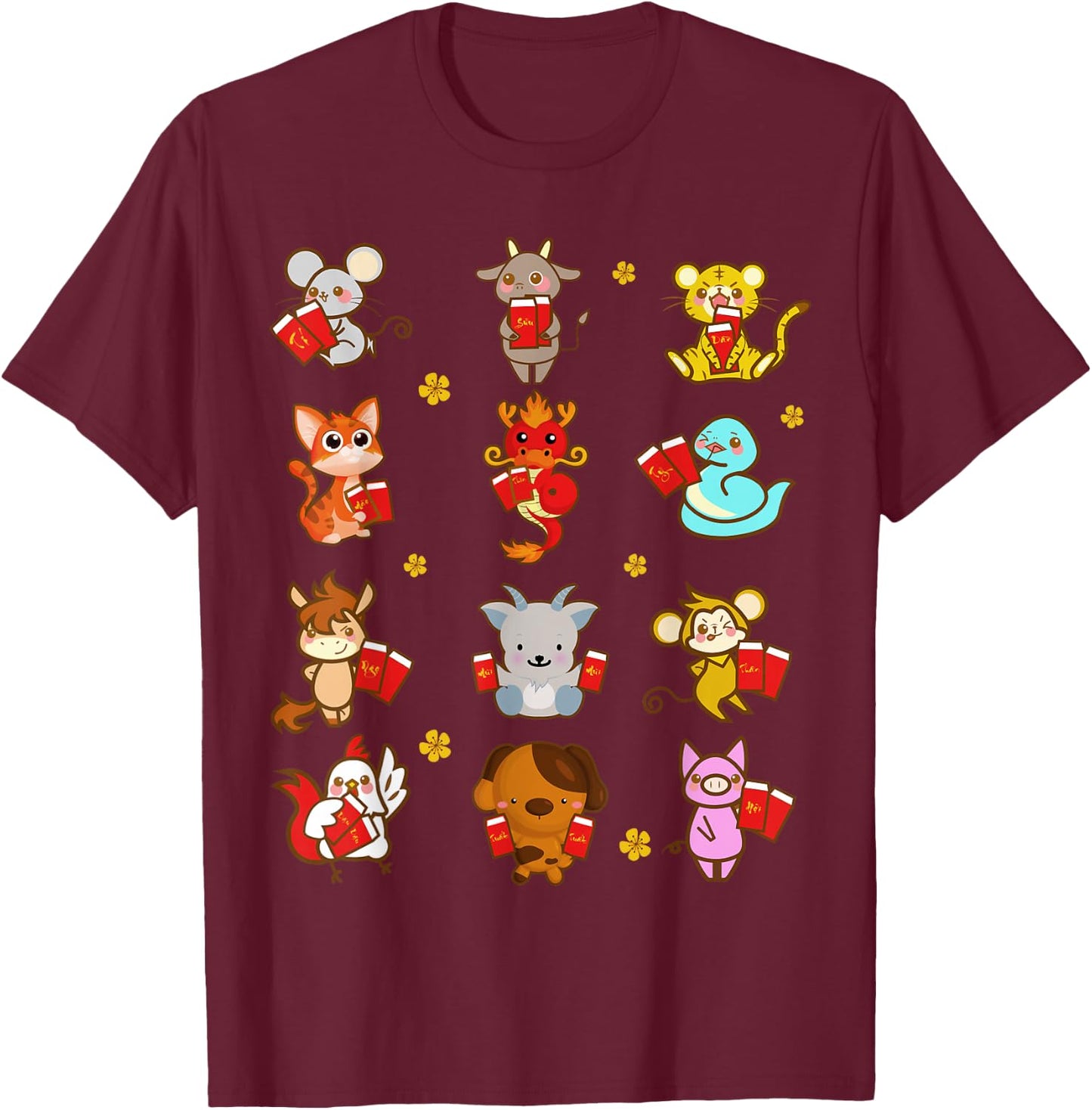 Cute Vietnamese Zodiac Animal Lunar New Year Kids Toddlers T-Shirt - T-Shirt | Maroon