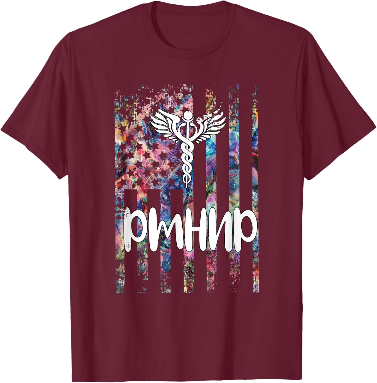 PMHNP US Flag Psychiatric Mental Health Nurse Practitioner T-Shirt - T-Shirt | Maroon
