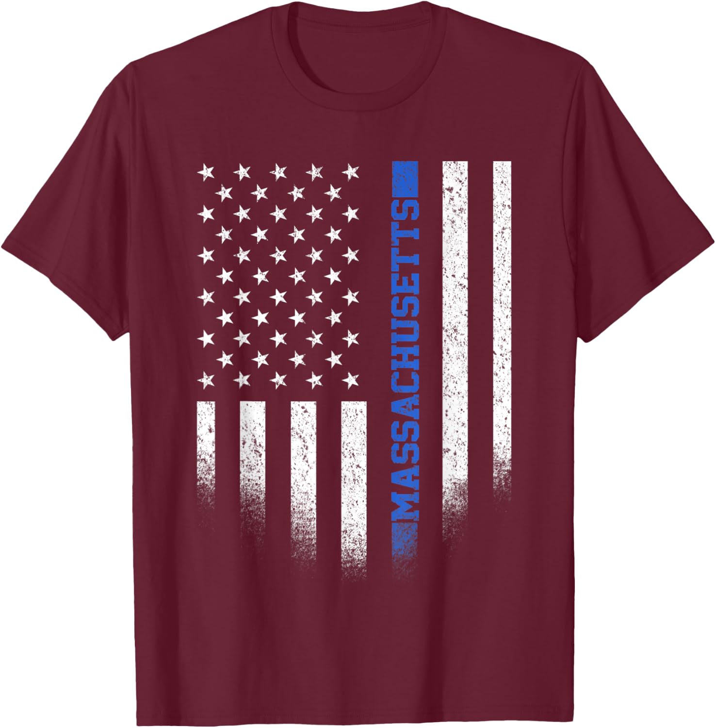 Massachusetts State Blue Line US Flag MA Police Officer T-Shirt - T-Shirt | Maroon