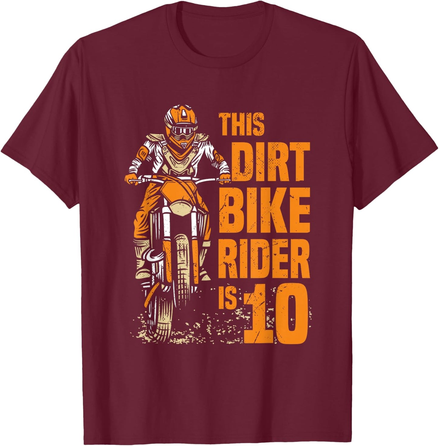 This Little Dirt Bike Rider Is 10th Birthday Boy Motocross T-Shirt - T-Shirt | Maroon