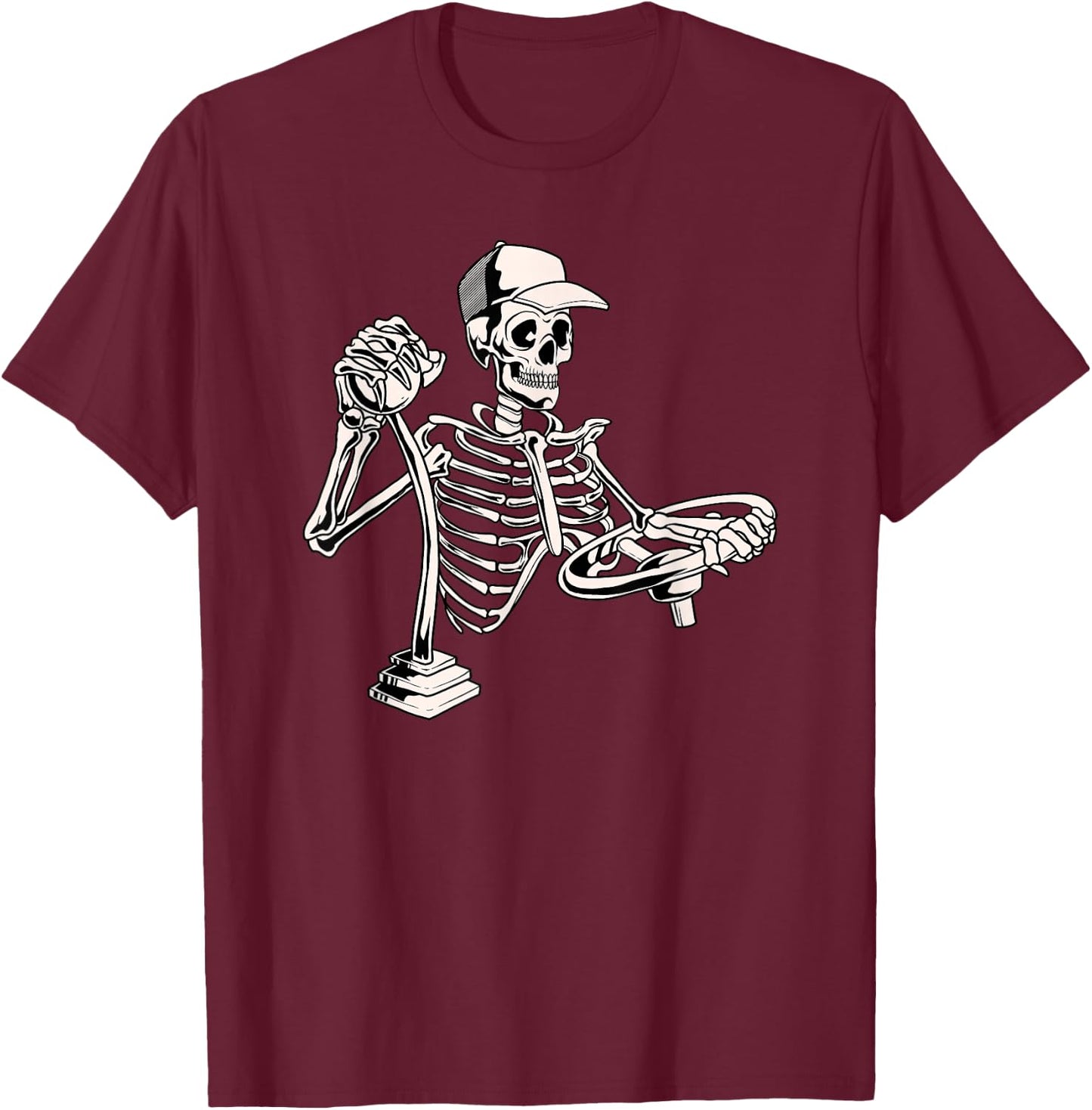 Skeleton Truck Driver - Funny Big Trucking Trucker T-Shirt - T-Shirt | Maroon