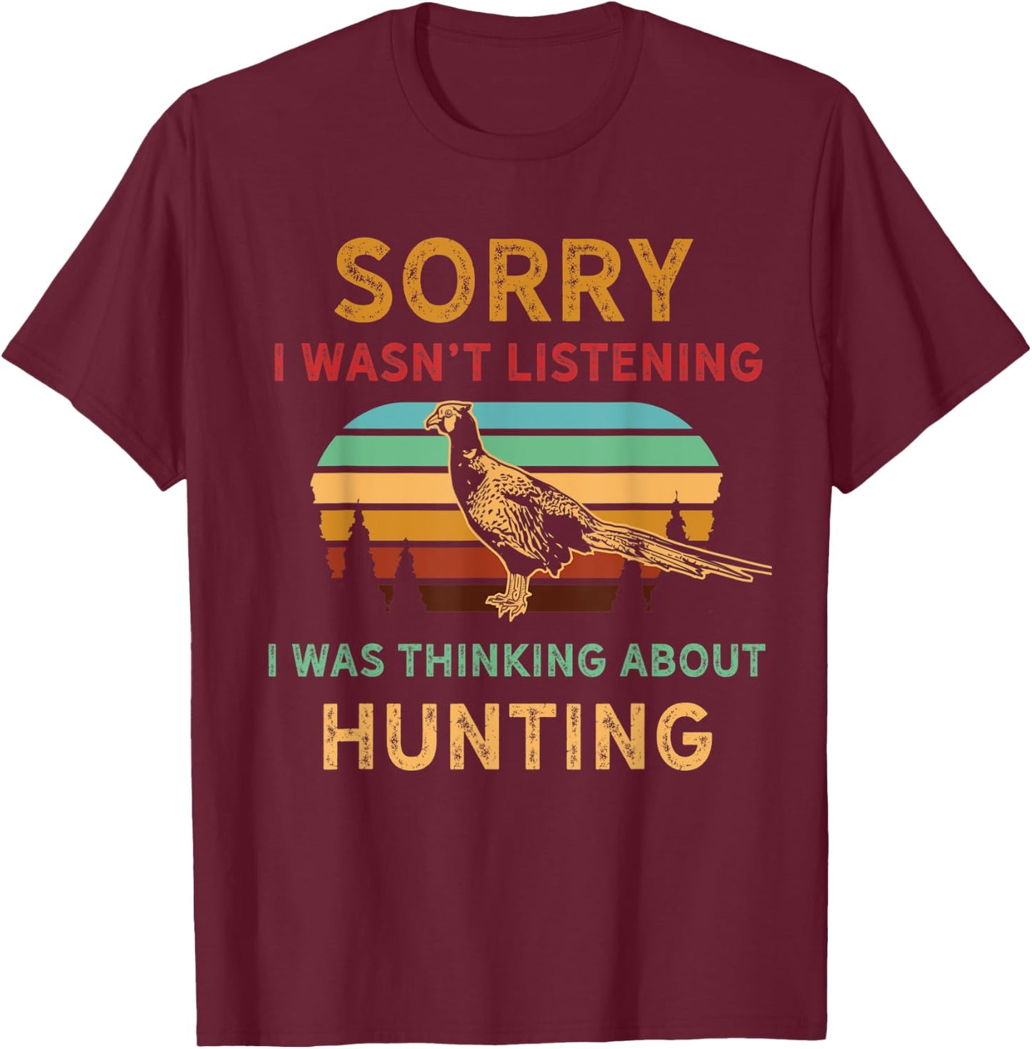 Hunting Pheasant bird- Retro art funny memes vintage Hunter T-Shirt - T-Shirt | Maroon