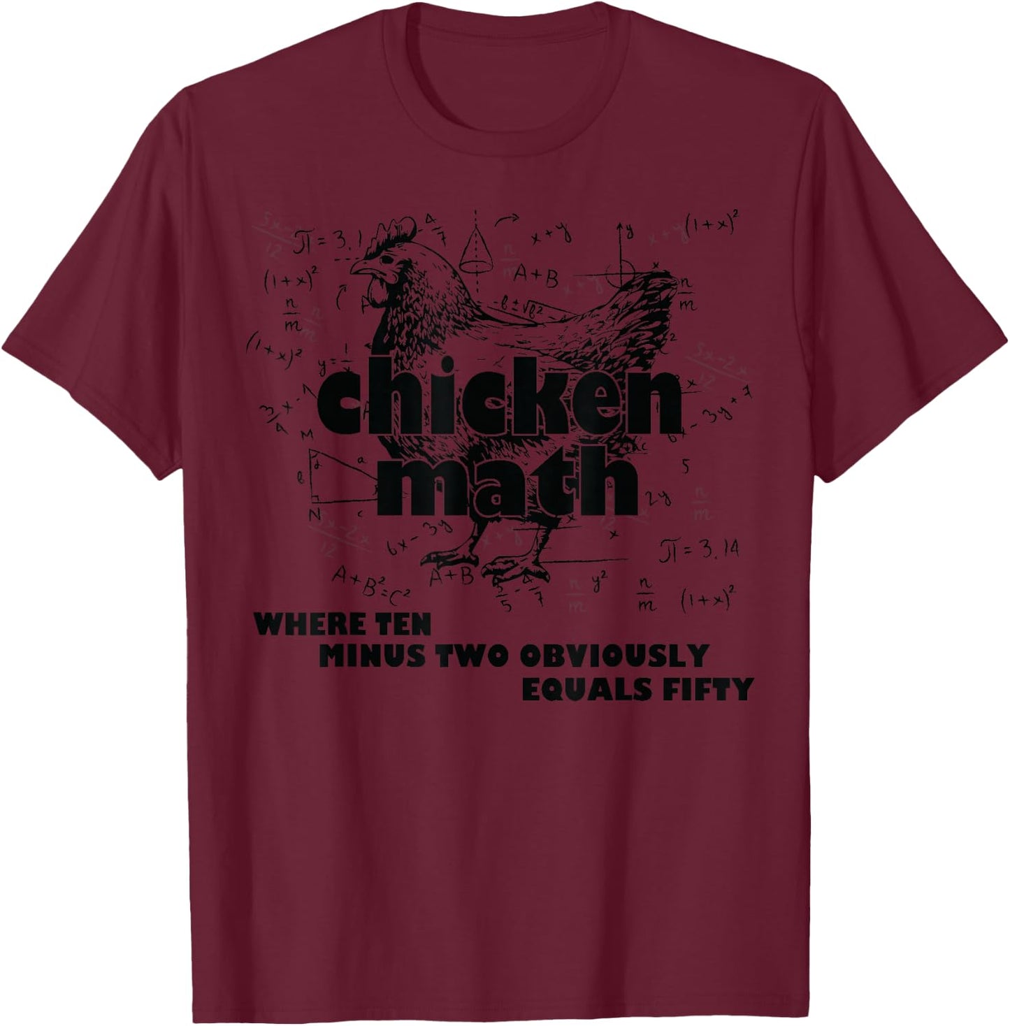 Teacher Chicken Math Mathemachicken Funny Chicken Lovers T-Shirt - T-Shirt | Maroon