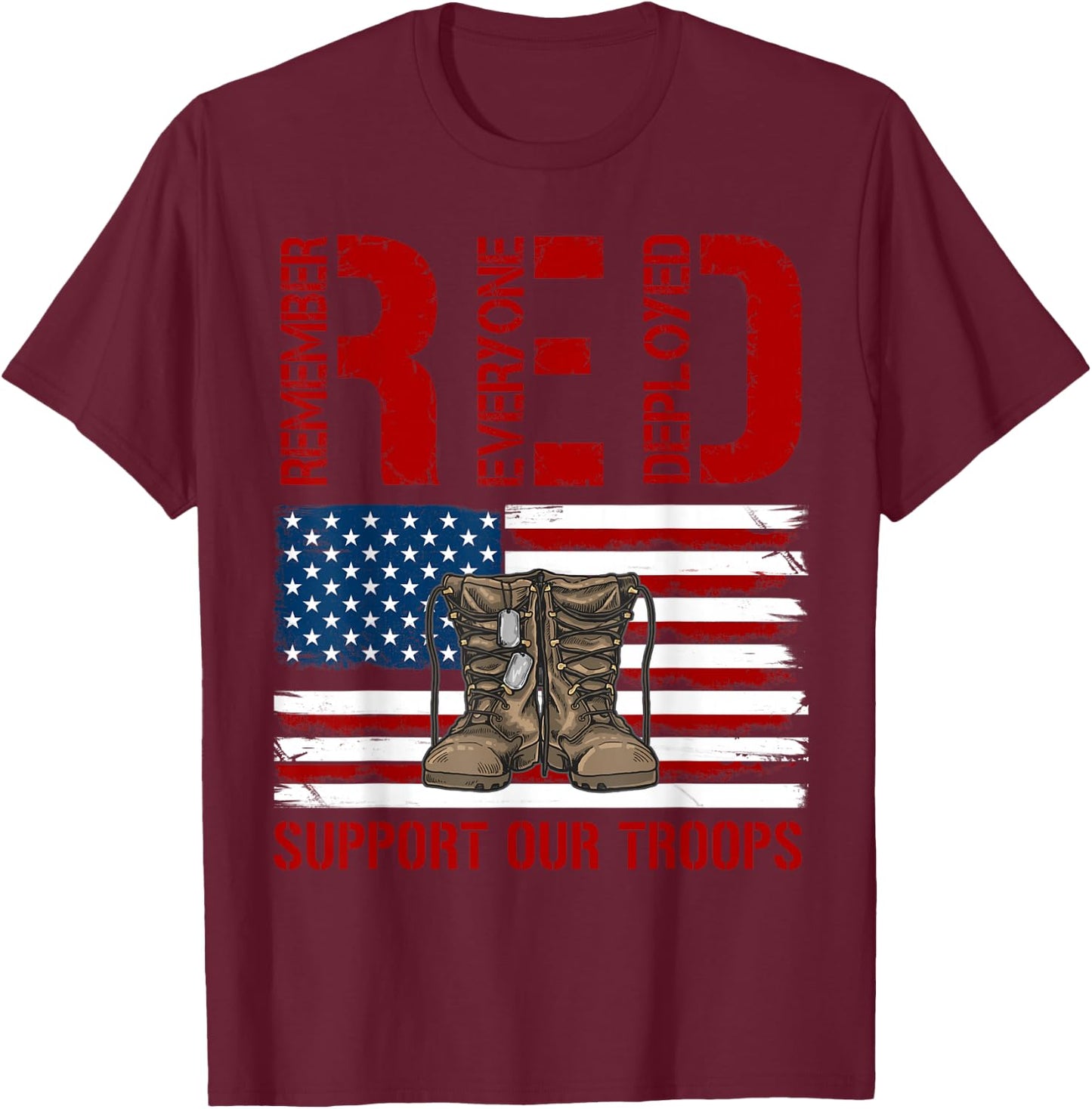 Support Our Troops - Soldier Veteran Red Friday Military T-Shirt - T-Shirt | Maroon