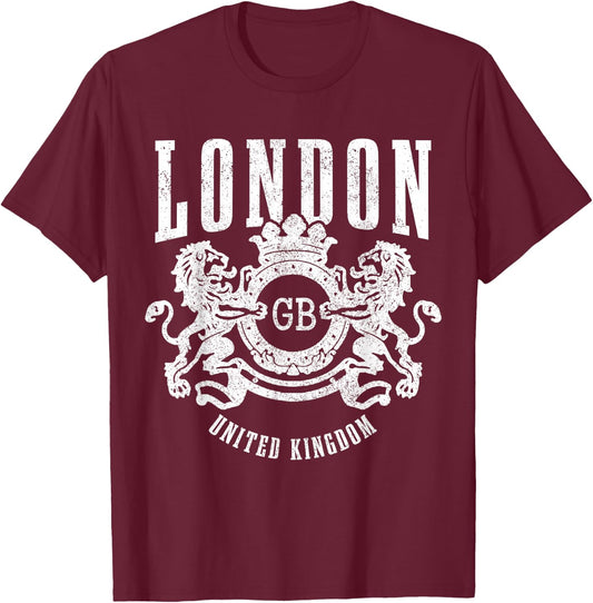 London UK Vintage GB England Great Britain T-Shirt - T-Shirt | Maroon