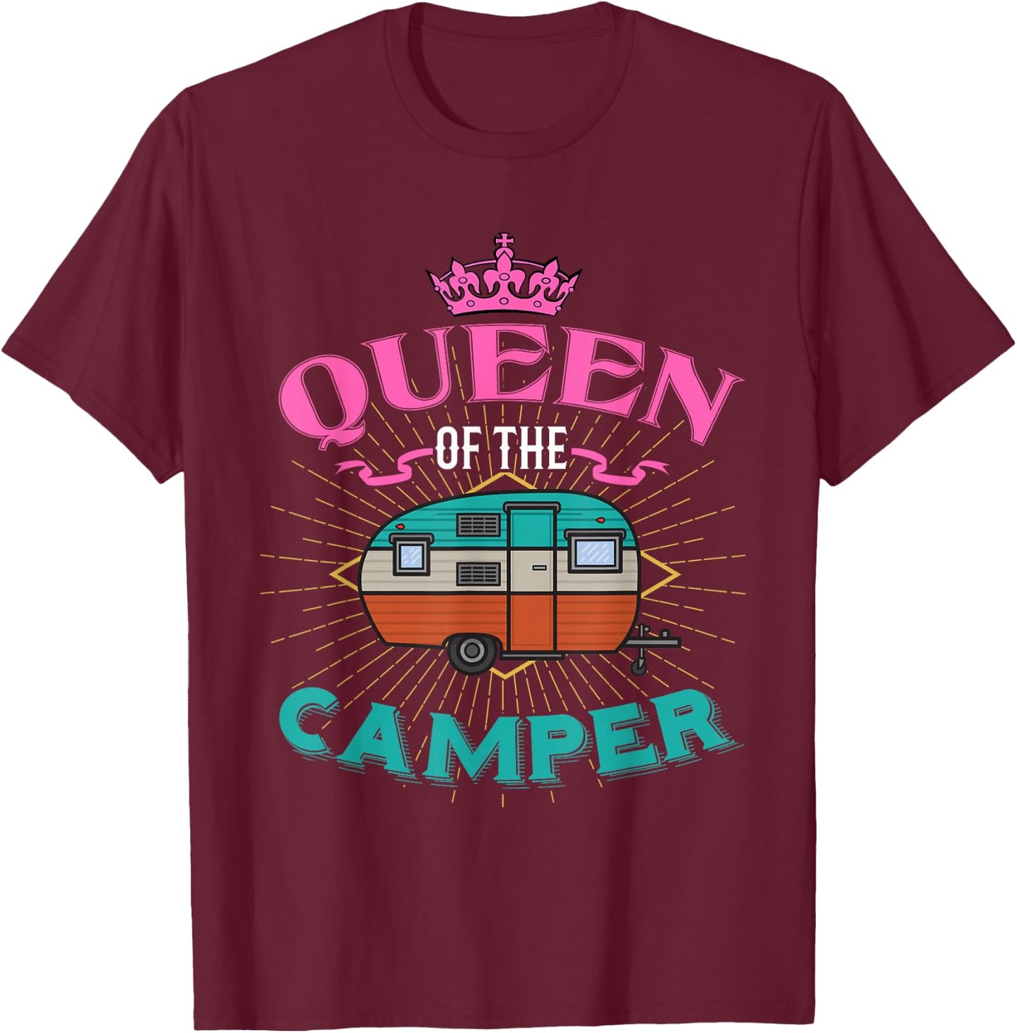 Queen of the Camper Women and Girls Camping T-Shirt - T-Shirt | Maroon