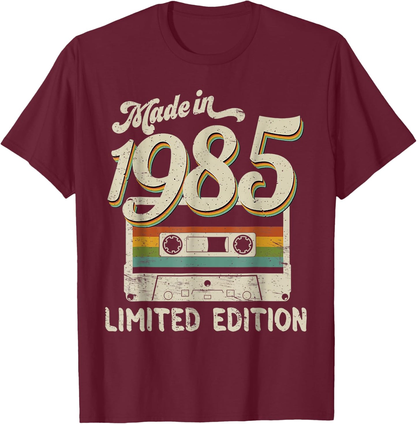 Made in 1985 Limited Edition 37th Birthday Cassette Tape T-Shirt - T-Shirt | Maroon