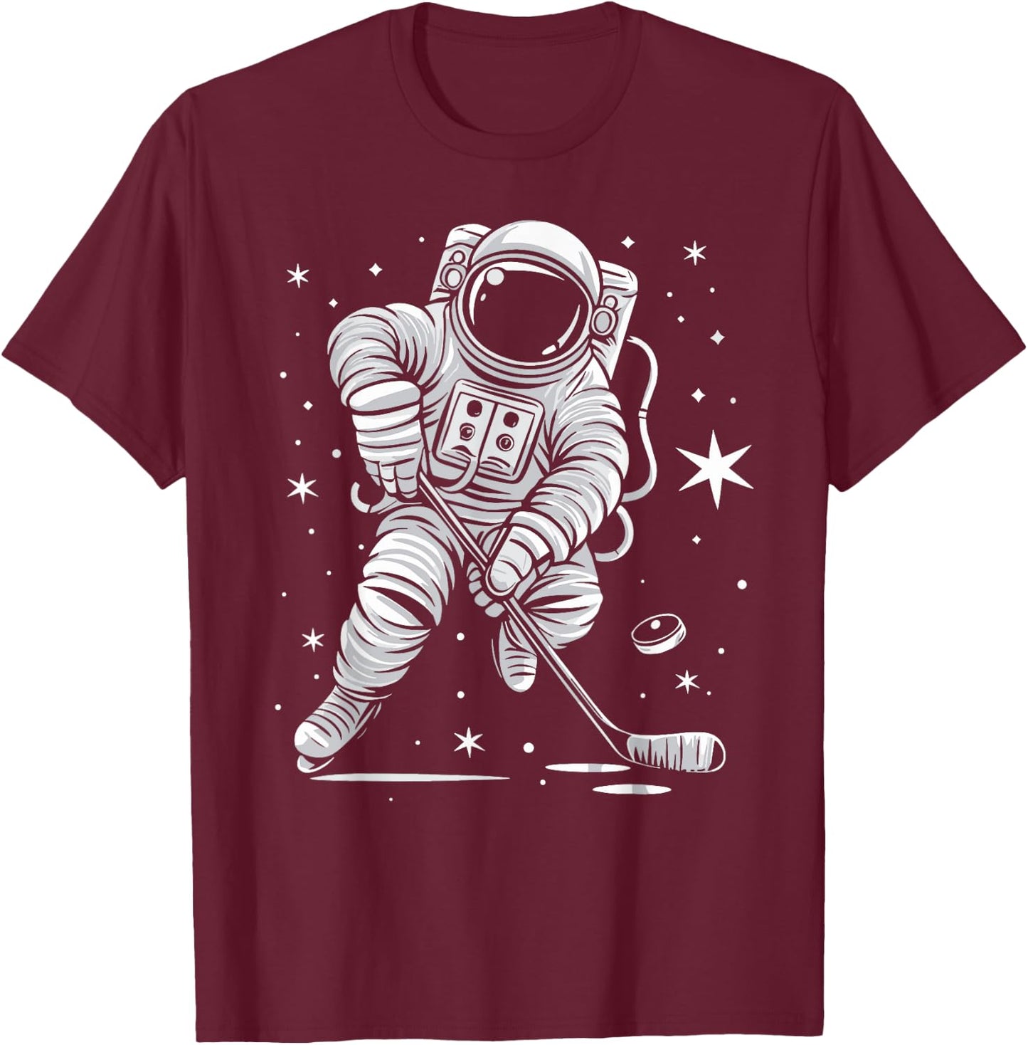 Funny Planet Astronaut Galaxy Space Astronaut Hockey T-Shirt - T-Shirt | Maroon
