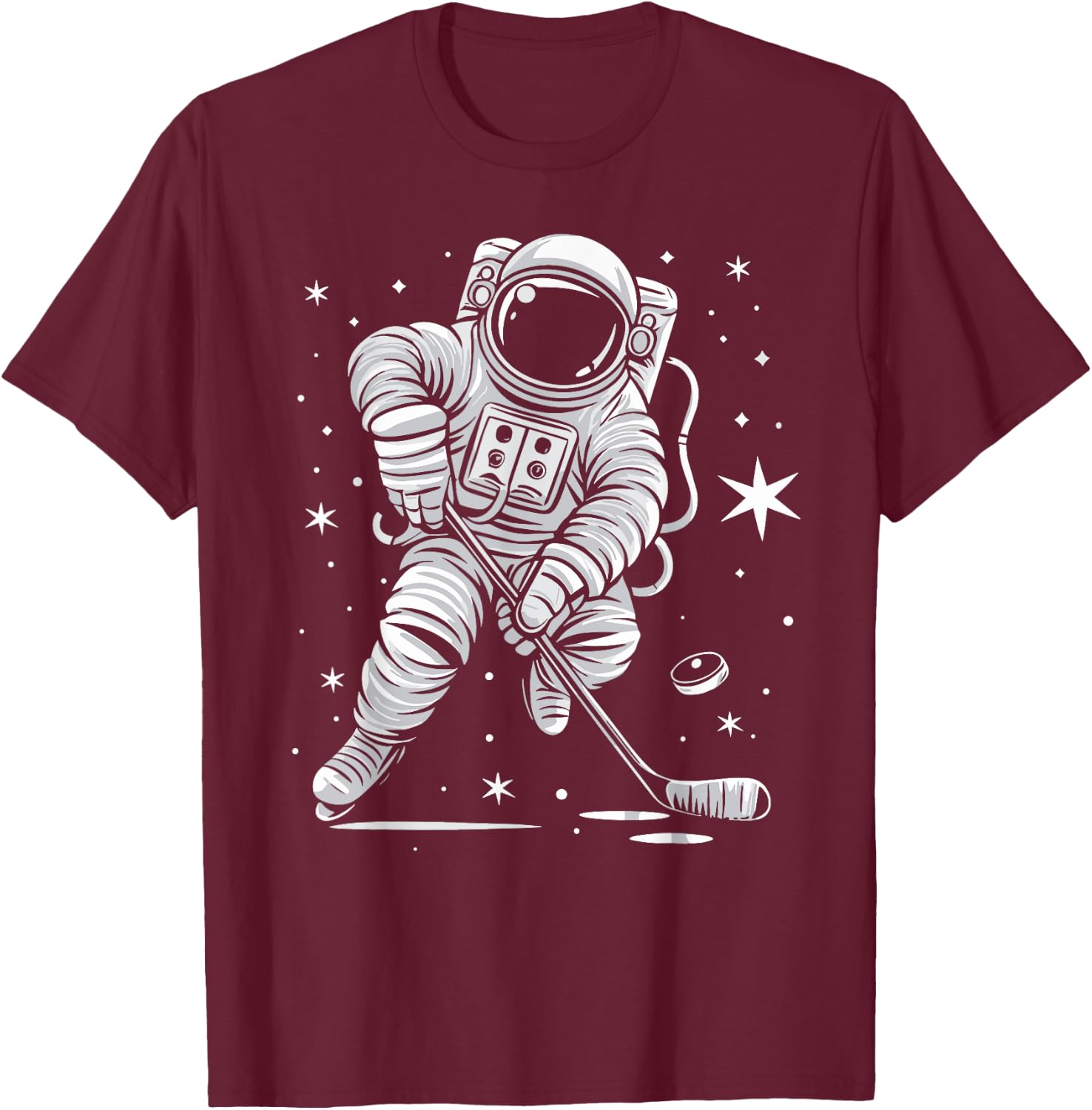 Funny Planet Astronaut Galaxy Space Astronaut Hockey T-Shirt - T-Shirt | Maroon