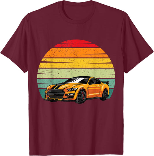 Classic Sport Car Golden Car Lover Gift Mechanic Driver Race T-Shirt - T-Shirt | Maroon