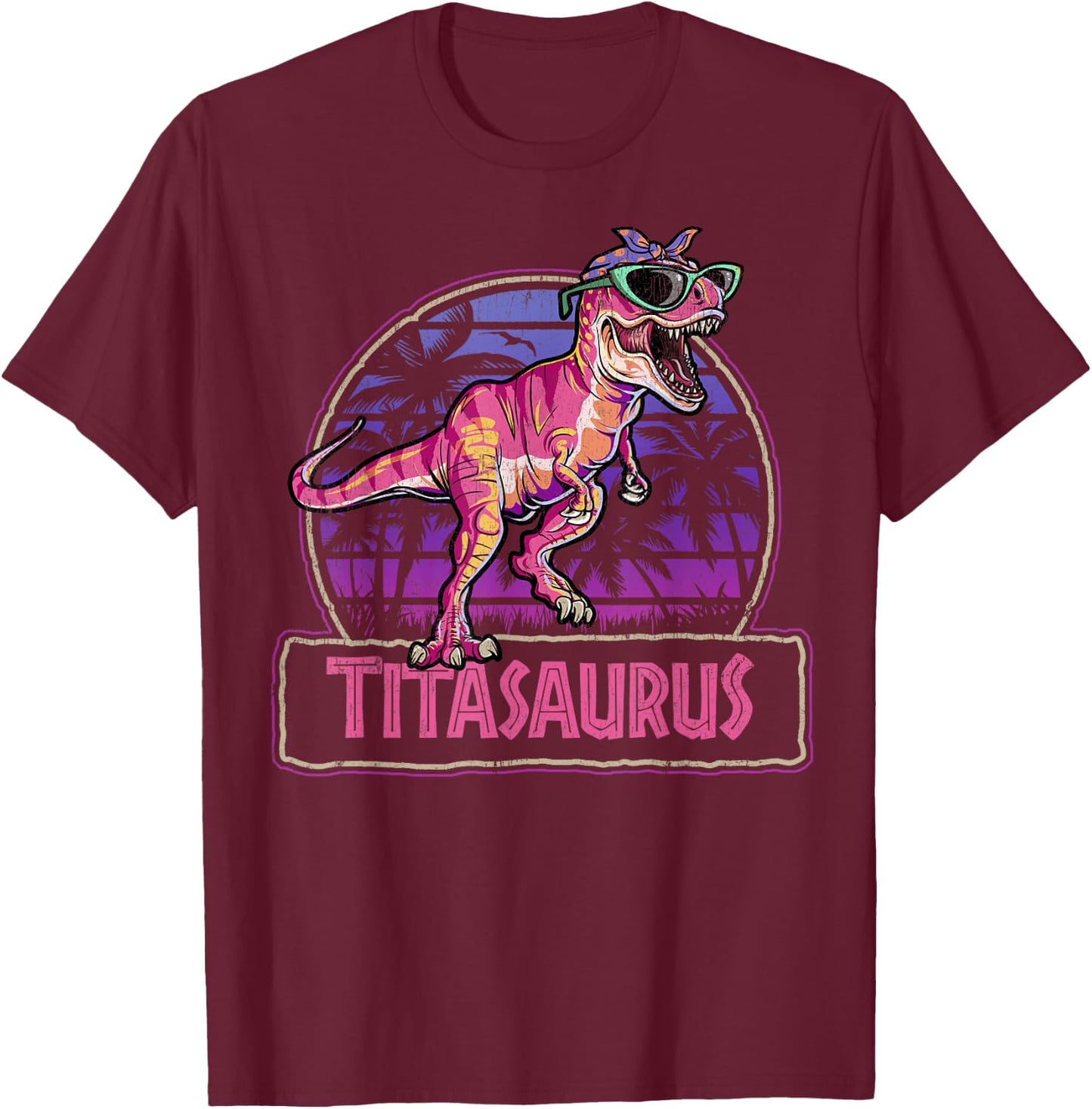 Titasaurus T Rex Dinosaur Tita Saurus Family Matching Women T-Shirt - T-Shirt | Maroon