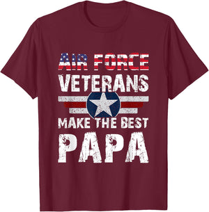 Proud Air Force Veterans Make The Best Papa US Flag T-Shirt - T-Shirt | Maroon
