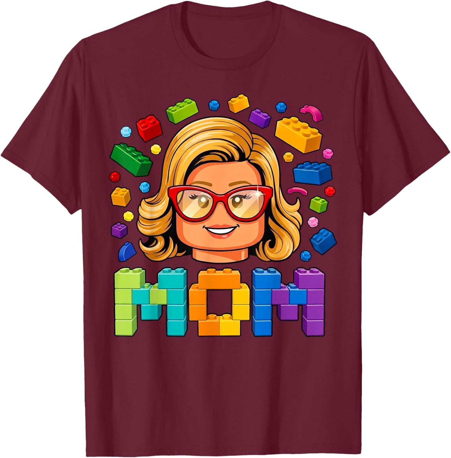 Master Builder Mom Brick Block Building Blocks Mothers Day T-Shirt - T-Shirt | Maroon