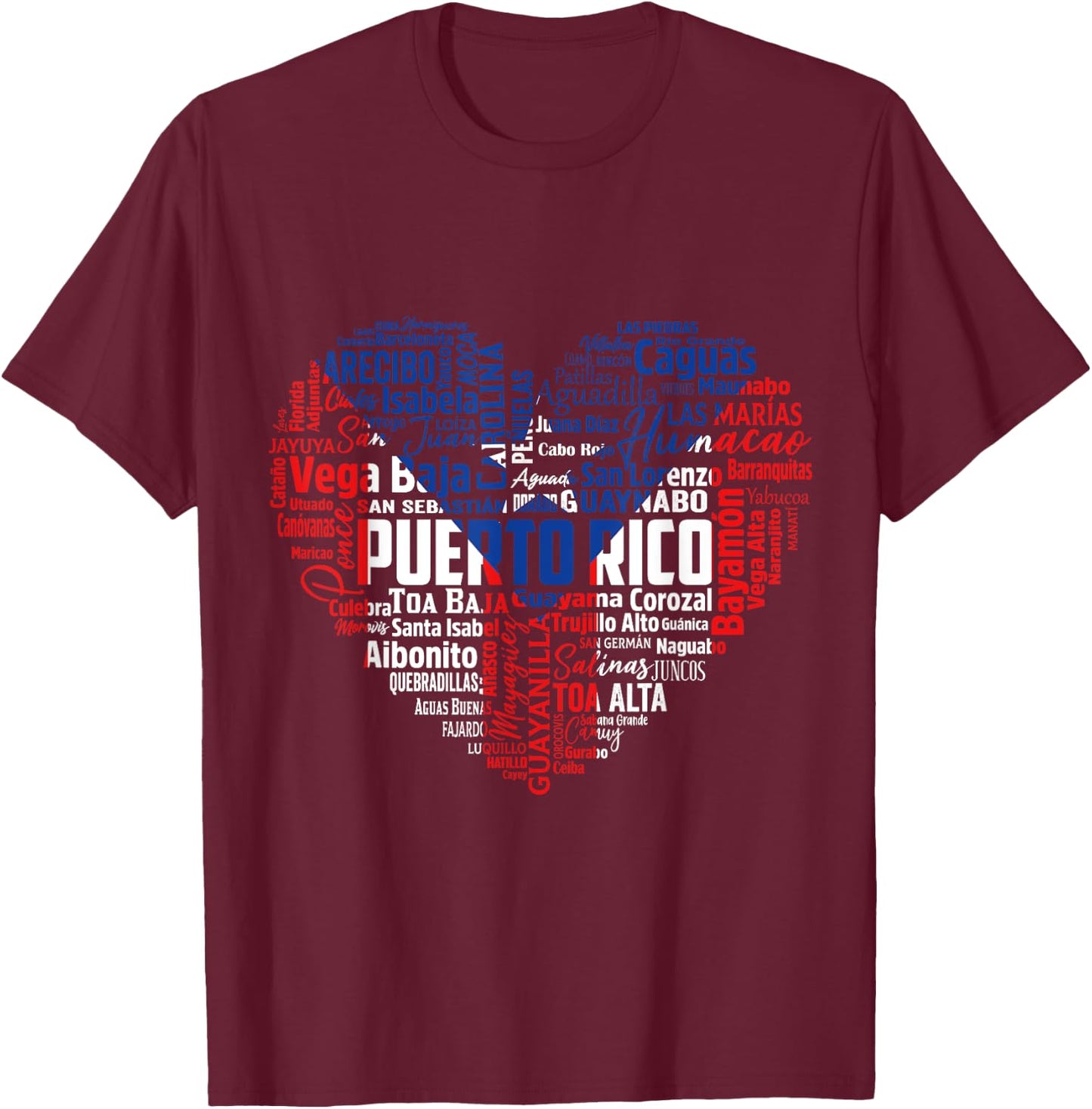 Puerto Rico Cities Flag Puerto Rican roots culture men women T-Shirt - T-Shirt | Maroon