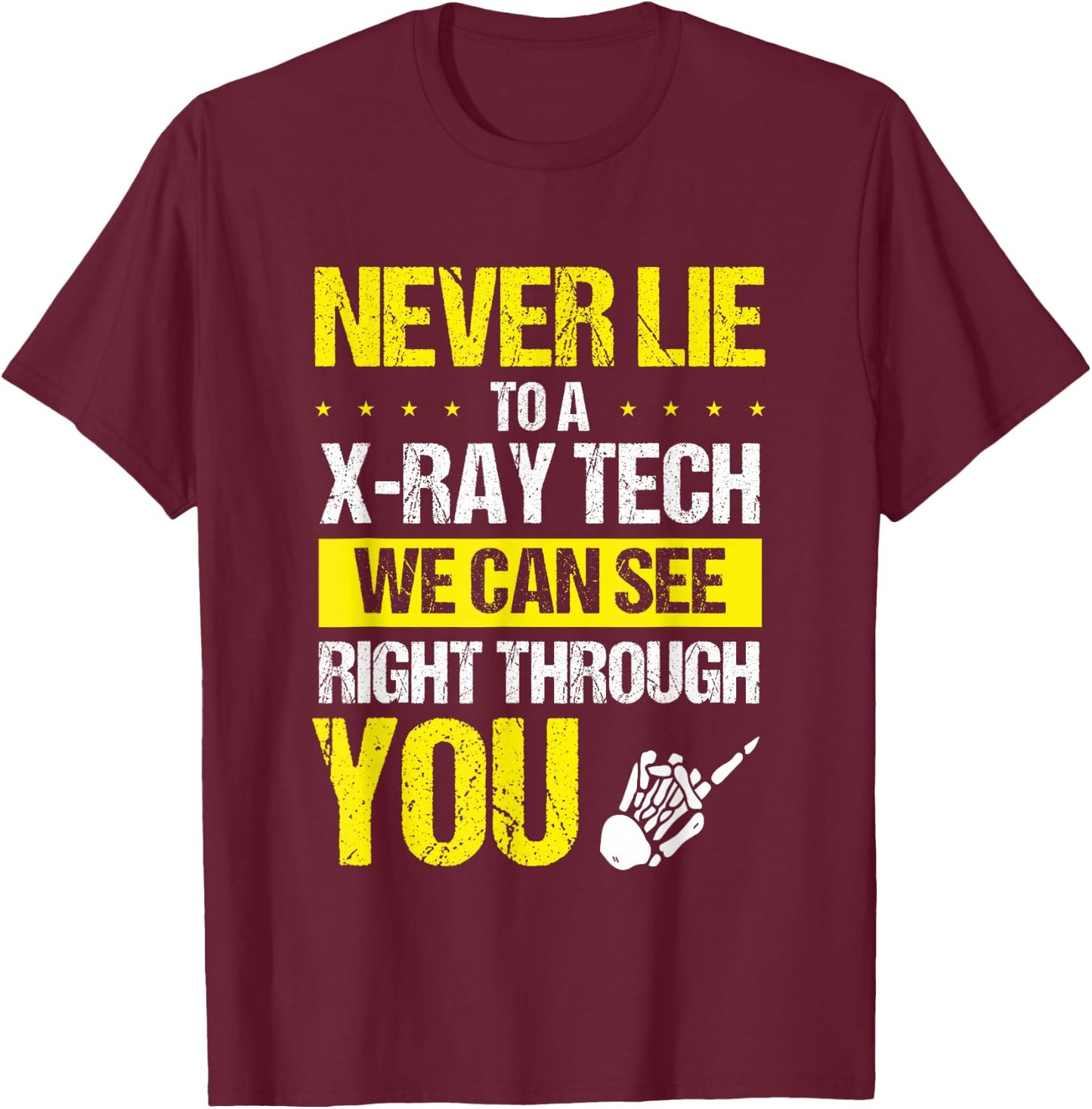 Xray Tech Radiologist Radiographer Rad Tech RTR -Adults Black Skeleton Theme T-Shirt - T-Shirt | Maroon