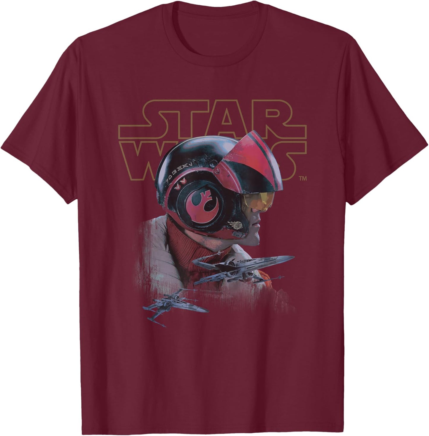 Star Wars The Force Awakens Poe Dameron X-Wing T-Shirt - T-Shirt | Maroon
