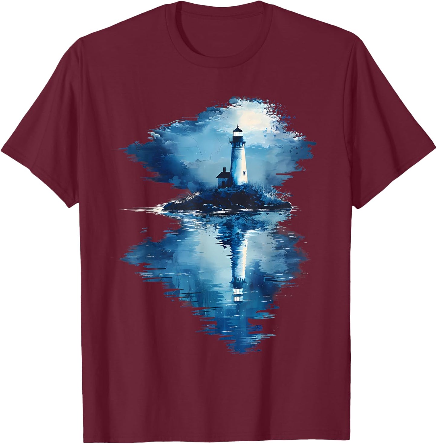 Light House Seaside House Sailing Sea Beach Lighthouse T-Shirt - T-Shirt | Maroon
