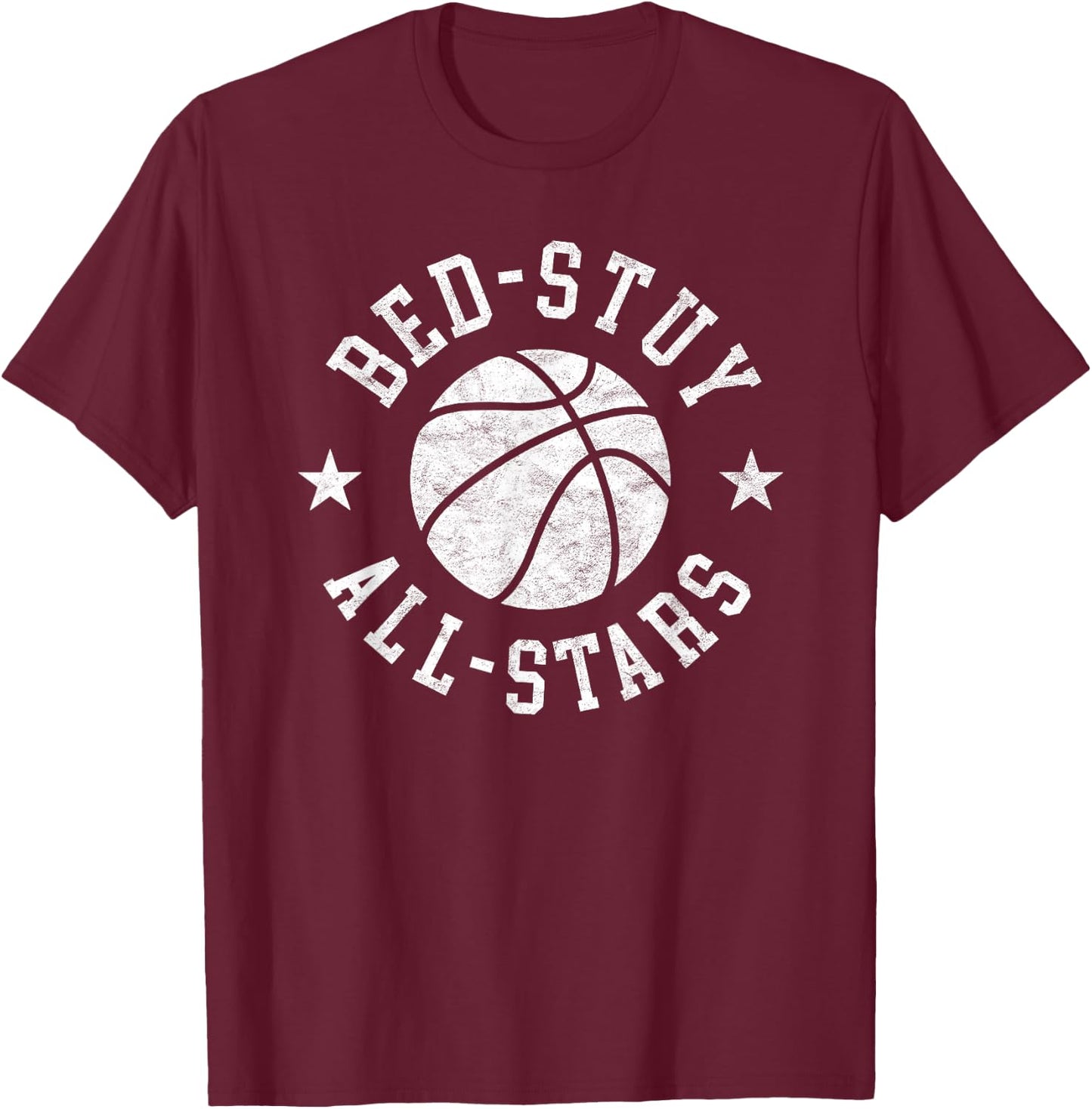 Vintage Bed-Stuy All-Stars Retro Distressed 80s Basketball T-Shirt - T-Shirt | Maroon