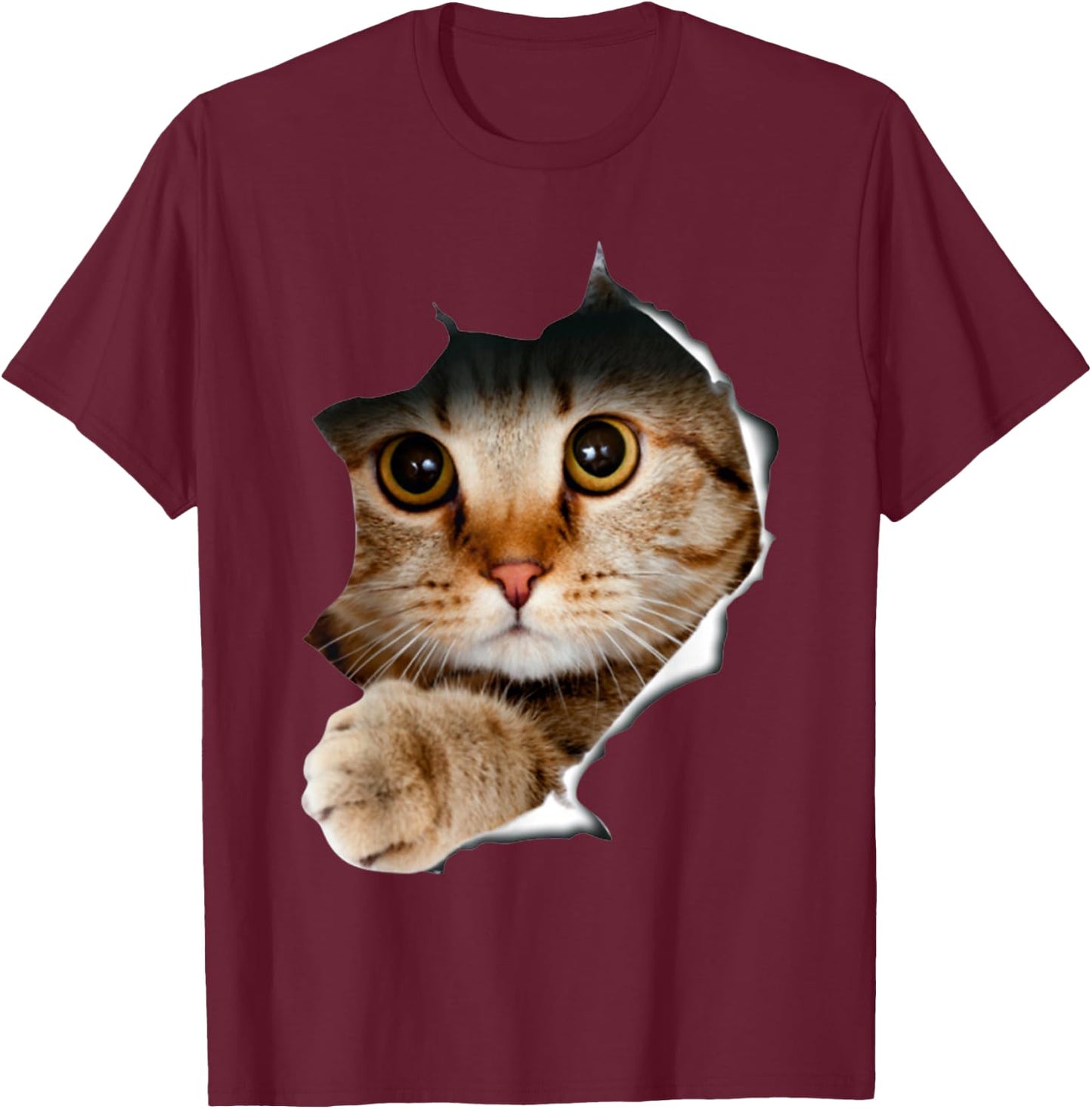 Cat Shirt, Cat , Cat Torn Cloth Shirt, Kitten,Kitty T-Shirt - T-Shirt | Maroon