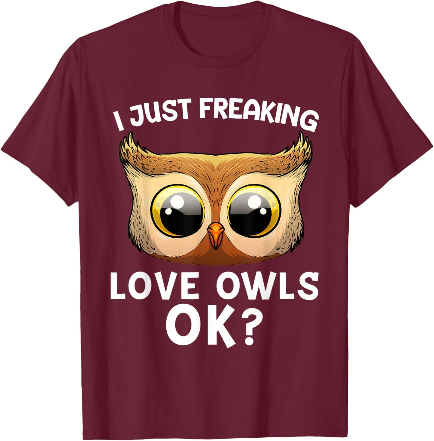 Cute Owl Women Horned Snowy Owl Nocturnal Bird Lover T-Shirt - T-Shirt | Maroon