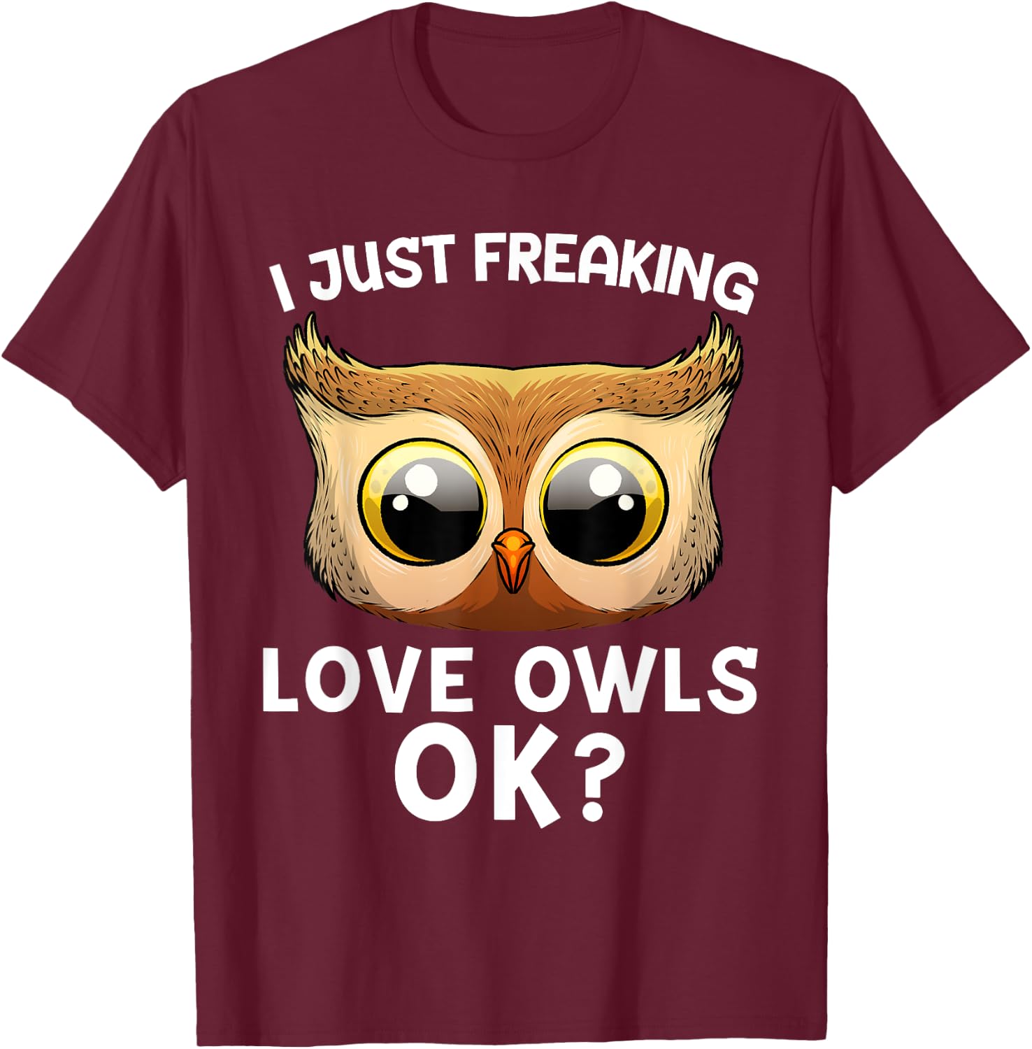 Cute Owl Women Horned Snowy Owl Nocturnal Bird Lover T-Shirt - T-Shirt | Maroon