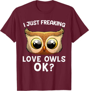 Cute Owl Women Horned Snowy Owl Nocturnal Bird Lover T-Shirt - T-Shirt | Maroon