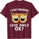 Cute Owl Women Horned Snowy Owl Nocturnal Bird Lover T-Shirt - T-Shirt | Maroon