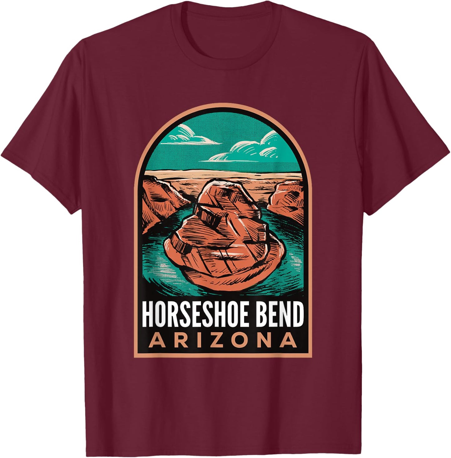 Horseshoe Bend Arizona Vintage T-Shirt - T-Shirt | Maroon