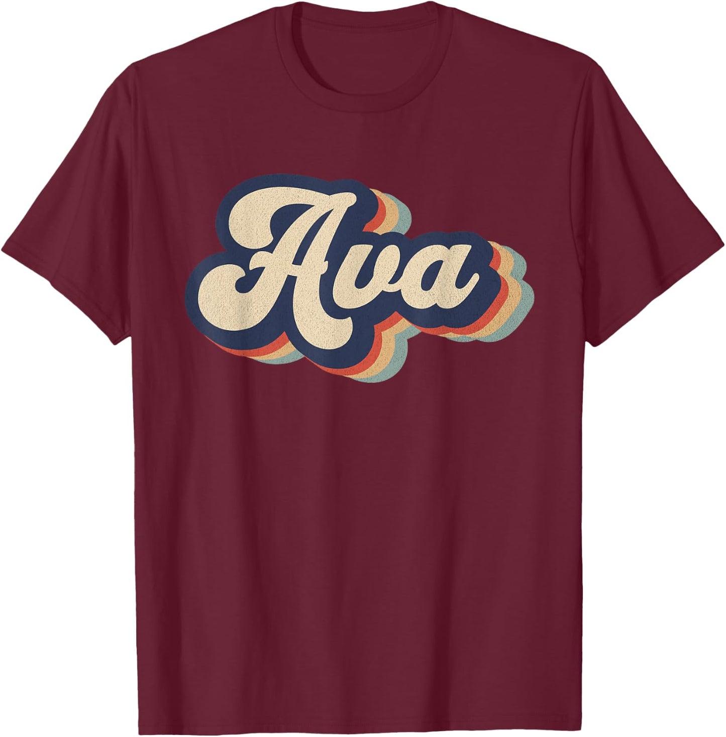 Retro Vintage Ava Name Personalized T-Shirt - T-Shirt | Maroon