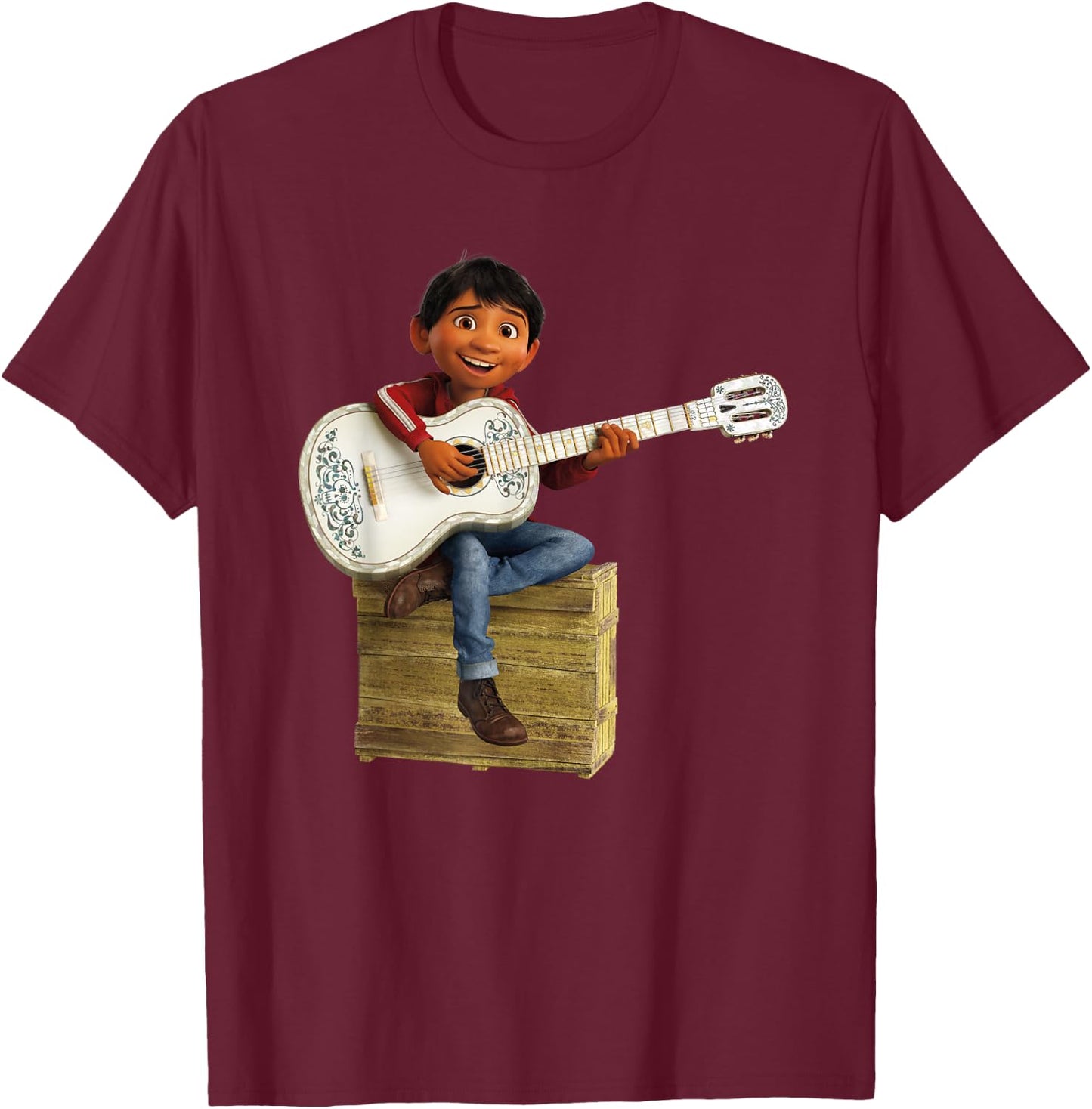 Disney Pixar Coco Miguel Rivera Playing Guitar T-Shirt - T-Shirt | Maroon