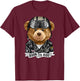 Cute Teddy Bear Old School Biker T-Shirt - T-Shirt | Maroon
