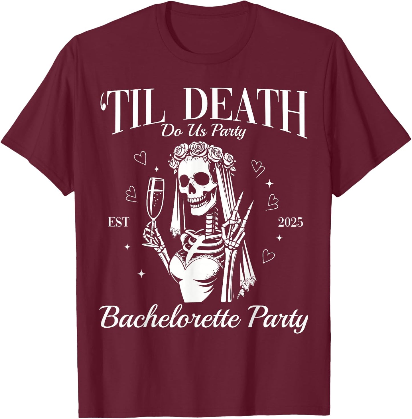 Til Death Do Us Party Retro Halloween Bachelorette Matching T-Shirt - T-Shirt | Maroon
