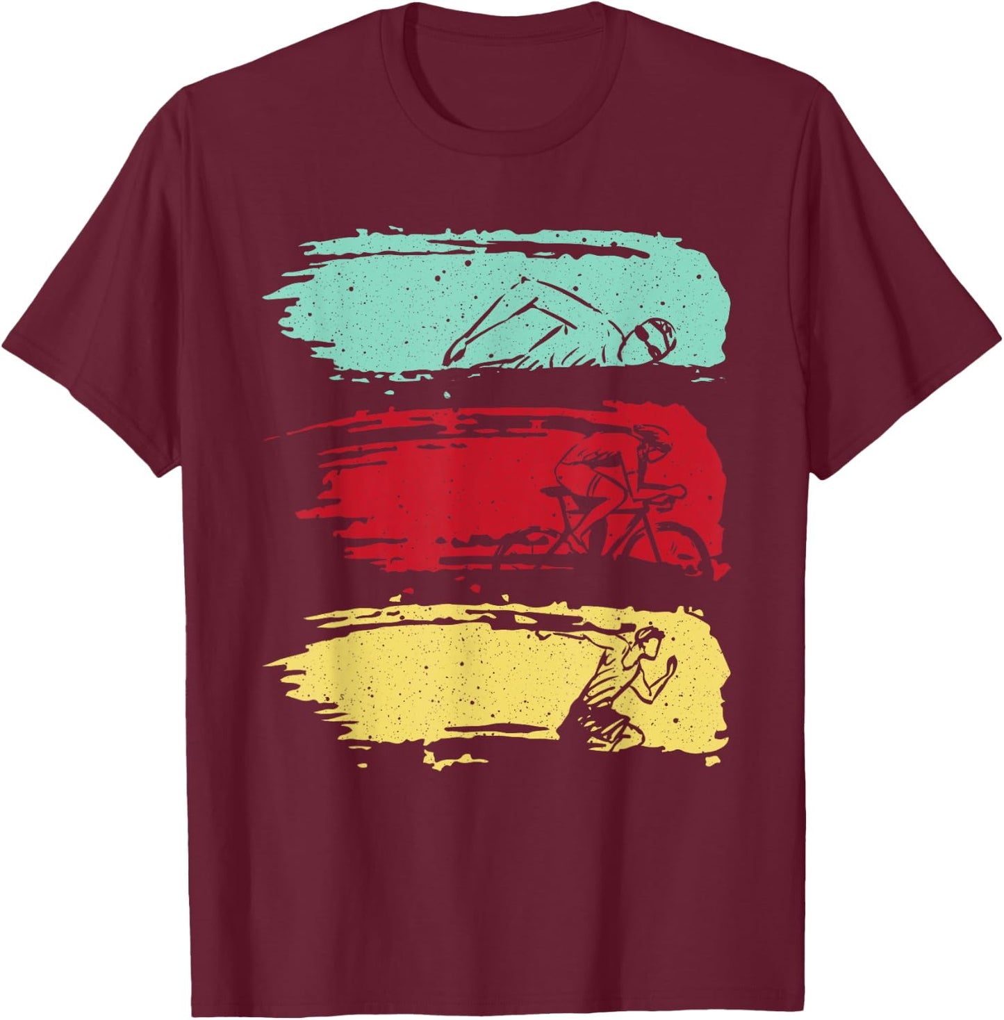 Funny Triathlon Swim Bike Run Design Men Women Triathletes T-Shirt - T-Shirt | Maroon